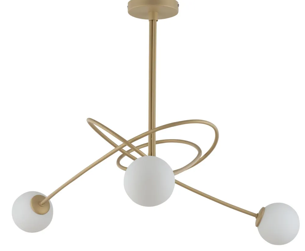 Sigma Deckenleuchte 3-flammig Gold Metall Glas G9 gemütlich* Deckenleuchten|Kugellampen