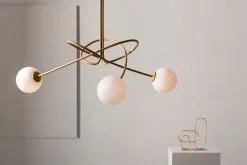 Sigma Deckenleuchte 3-flammig Gold Metall Glas G9 gemütlich* Deckenleuchten|Kugellampen