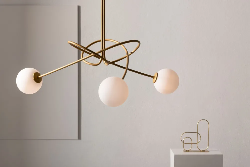 Sigma Deckenleuchte 3-flammig Gold Metall Glas G9 gemütlich* Deckenleuchten|Kugellampen