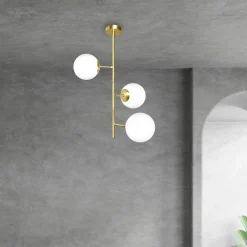 Sale Giovanni Battista Deckenleuchte 3-flammig in Bronze hell Weiß E14 Messing Glas