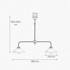 Giovanni Battista Deckenleuchte 2-flammig Messing Glas H: max. 89,5 cm E27* Deckenleuchten|Hängelampen