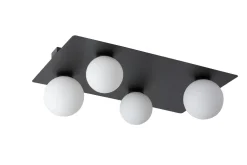 Best Sigma Deckenleuchte 4-flammig Metall Glas Schwarz G9 blendarm