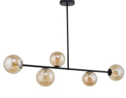 Sigma Deckenleuchte Glas Bernstein Metall Schwarz G9 blendarm* Deckenleuchten|Kugellampen