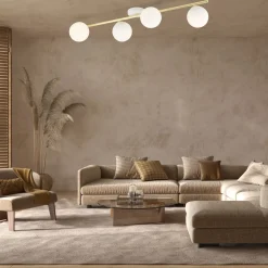 Discount Emibig Deckenleuchte Glas Metall 100 cm lang Weiß Gold E14