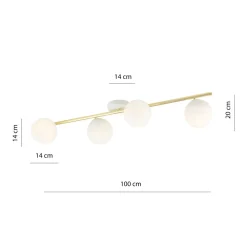 Discount Emibig Deckenleuchte Glas Metall 100 cm lang Weiß Gold E14