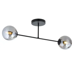 Sale Emibig Deckenleuchte Glas Metall Grau Schwarz 55 cm 2x E14