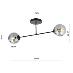 Sale Emibig Deckenleuchte Glas Metall Grau Schwarz 55 cm 2x E14