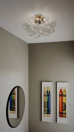 By Rydéns Deckenleuchte Glas Metall 50 cm breit in Gold Modern 6x G9* Deckenleuchten|Flurlampen