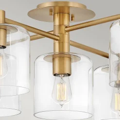 Elstead Deckenleuchte Glas Metall verstellbare Breite Messing antik* Deckenleuchten|Badezimmer Lampe