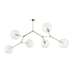 TK Lighting Deckenleuchte Glas Metall 107 cm lang in Gold G9 6-flammig* Deckenleuchten|Badezimmer Lampe
