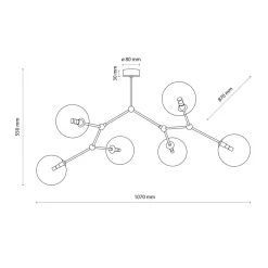 TK Lighting Deckenleuchte Glas Metall 107 cm lang in Gold G9 6-flammig* Deckenleuchten|Badezimmer Lampe