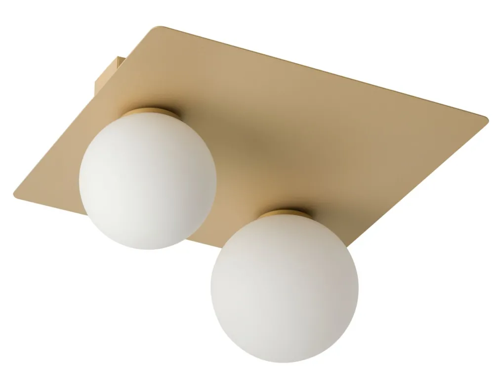 Clearance Sigma Deckenleuchte Gold Modern Glas Kugel 2-flammig L:33 cm