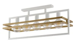 Clearance Sigma Deckenleuchte Gold Weiß Metall E27 5-flammig länglich