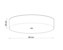 Hot Sollux Deckenleuchte groß Ø 80 cm rund Weiß Stoff Glas 6x E27