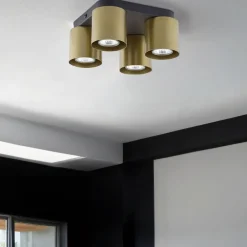 TK Lighting Deckenleuchte GU10 Schwarz Gold 4-flammig elegant* Deckenleuchten|Flurlampen