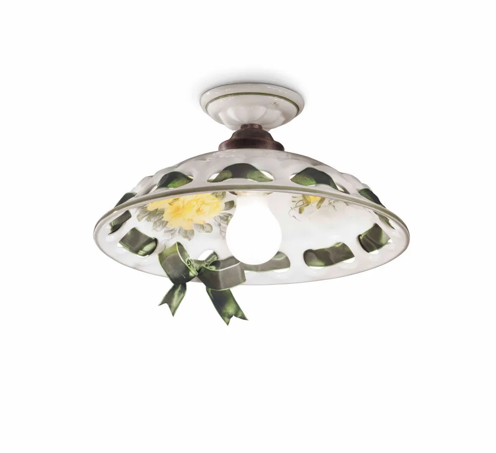 Sale Ferroluce Deckenleuchte Handarbeit Keramik D: 33 cm E27 rund Landhaus