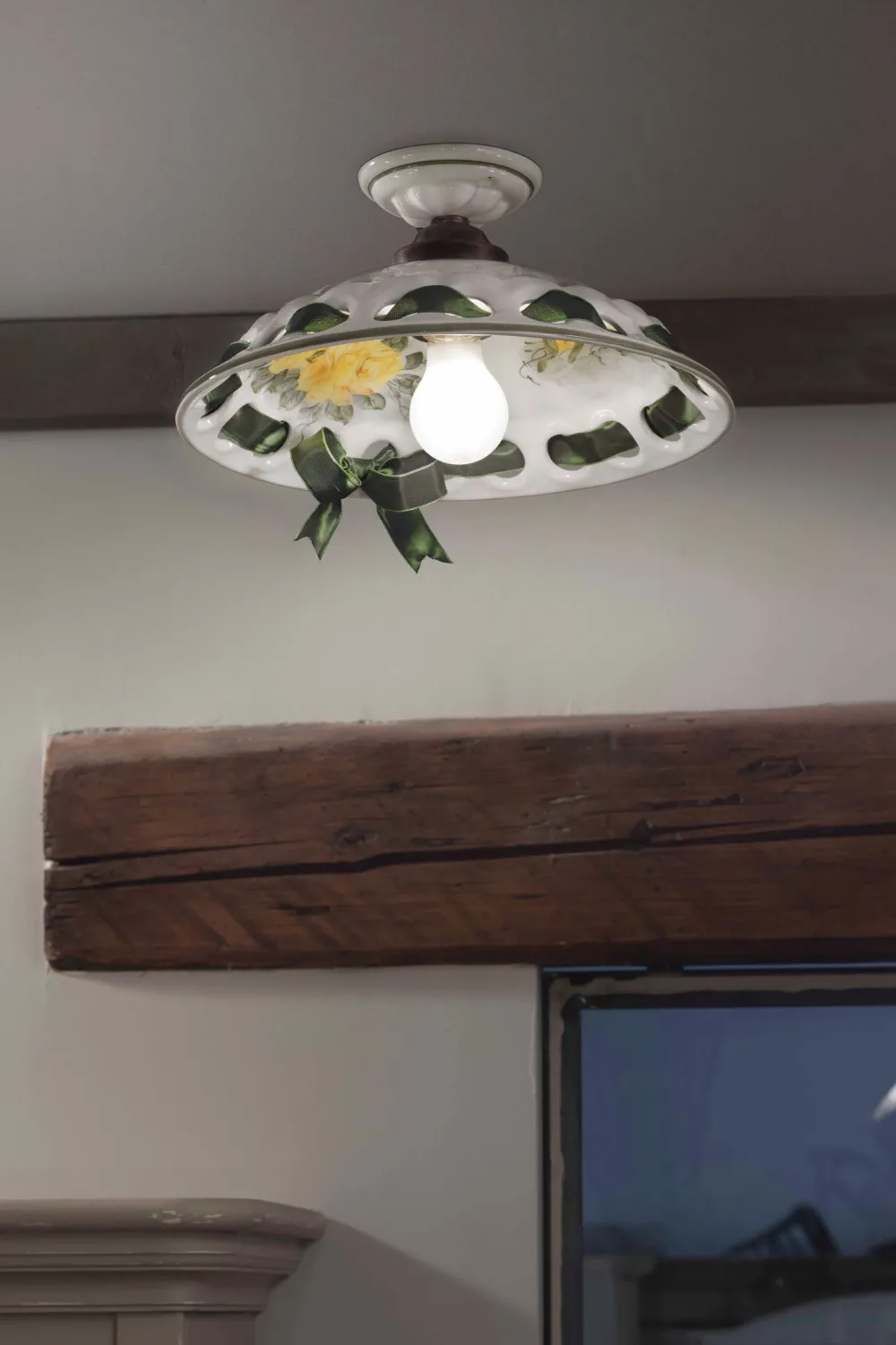 Sale Ferroluce Deckenleuchte Handarbeit Keramik D: 33 cm E27 rund Landhaus