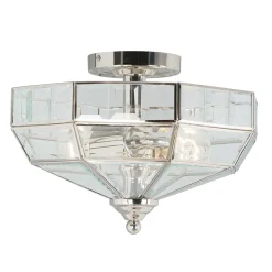 Elstead Deckenleuchte HESU Nickel Ø32cm 2xE27 Design Lampe* Deckenleuchten|Flurlampen