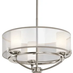 Elstead Deckenleuchte HIRA Weiß Metall Organza Ø46cm Lampe* Hängelampen|Wohnzimmerlampen