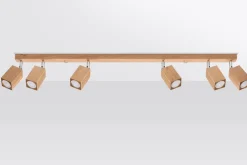 Sollux Deckenleuchte Holz 120 cm 6-flammig schwenkbar länglich* Holzlampen|Moderne Lampen