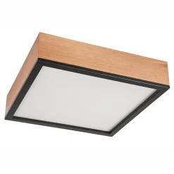 Outlet Lamkur Deckenleuchte Holz B: 39 cm klein quadratisch in Eiche 4x E27