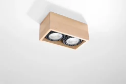 Online Sollux Deckenleuchte Holz eckig klein für 2x GU10 wohnlich