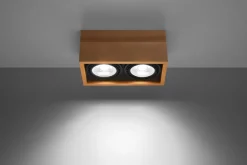 Online Sollux Deckenleuchte Holz eckig klein für 2x GU10 wohnlich