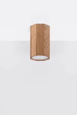 Sollux Deckenleuchte Holz H: 10 cm klein flach blendarm GU10* Holzlampen|Moderne Lampen