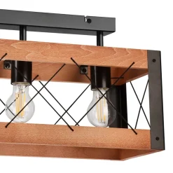 Sale Lamkur Deckenleuchte Holz Metall Rustikal L: 53 cm Schwarz 3x E27