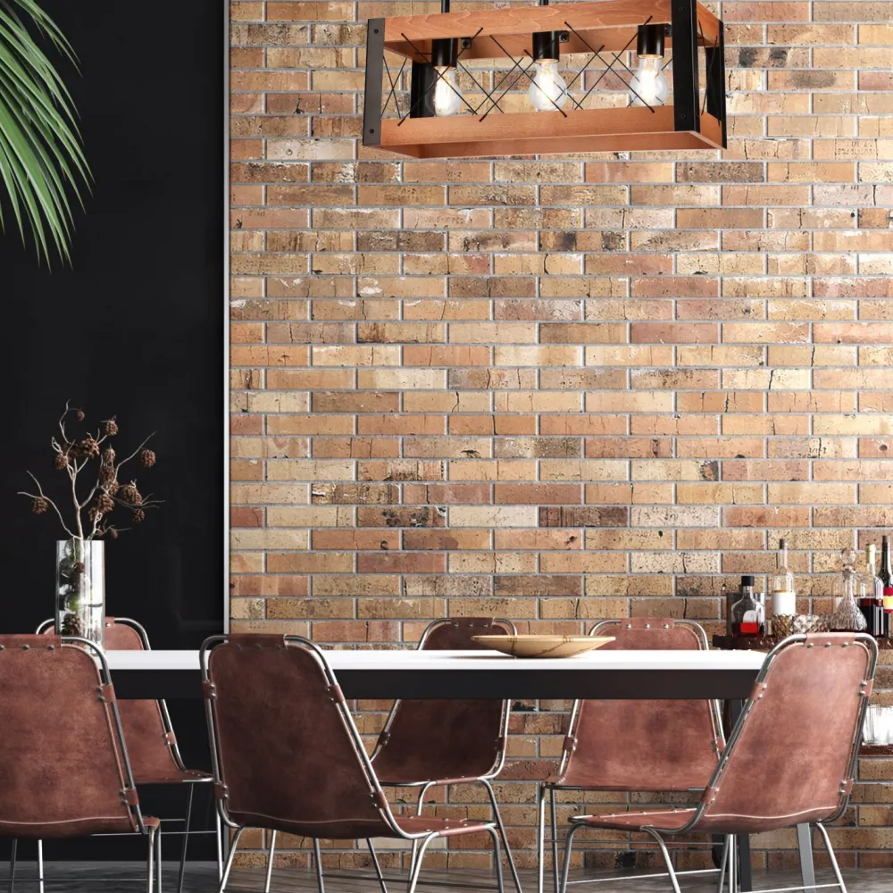 Sale Lamkur Deckenleuchte Holz Metall Rustikal L: 53 cm Schwarz 3x E27