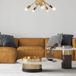 Sale Lamkur Deckenleuchte in Gold Metall 5-flmg Wohnzimmer