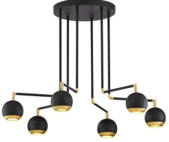 Sale Jupiter Deckenleuchte in Schwarz Gold 6-flammig Metall GU10