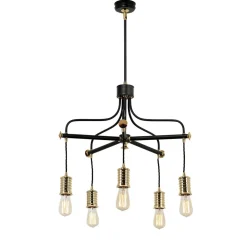 Elstead Deckenleuchte Industrie Design Schwarz Messing Metall* Deckenleuchten|Schlafzimmer Lampen