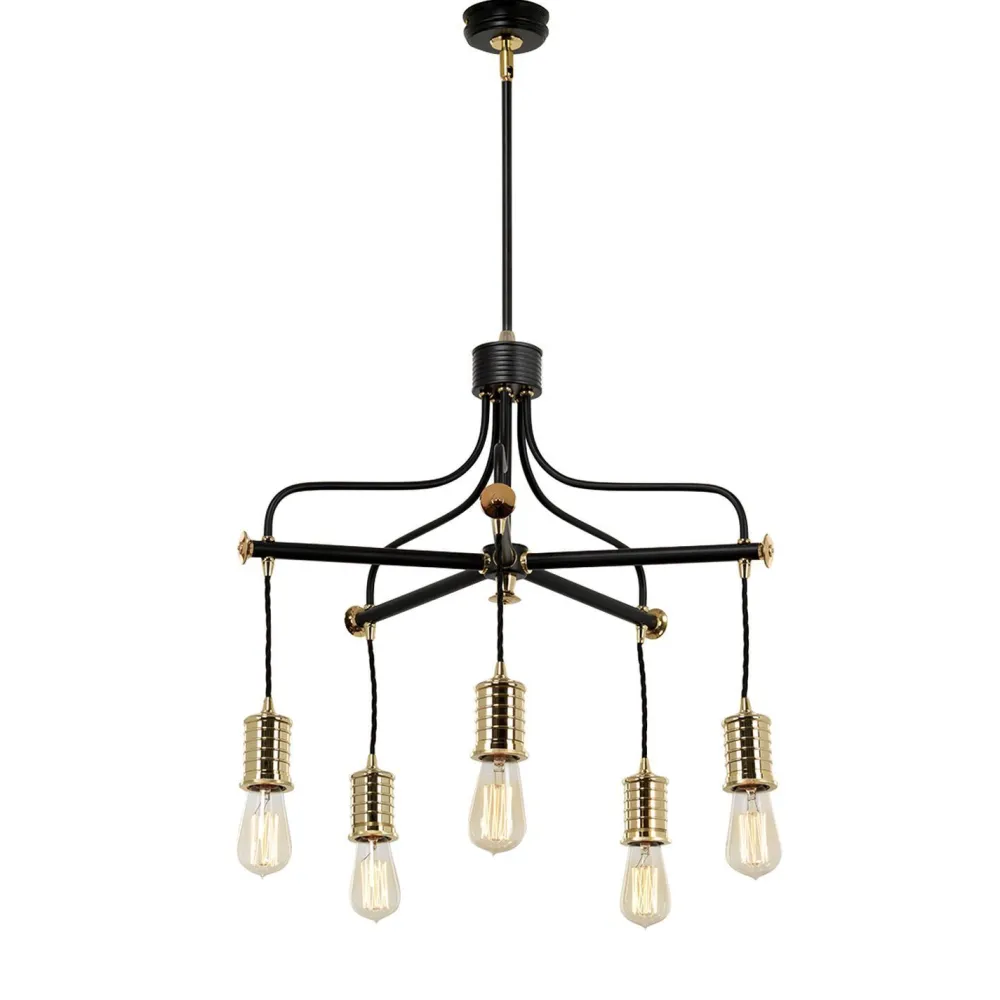 Elstead Deckenleuchte Industrie Design Schwarz Messing Metall* Deckenleuchten|Schlafzimmer Lampen