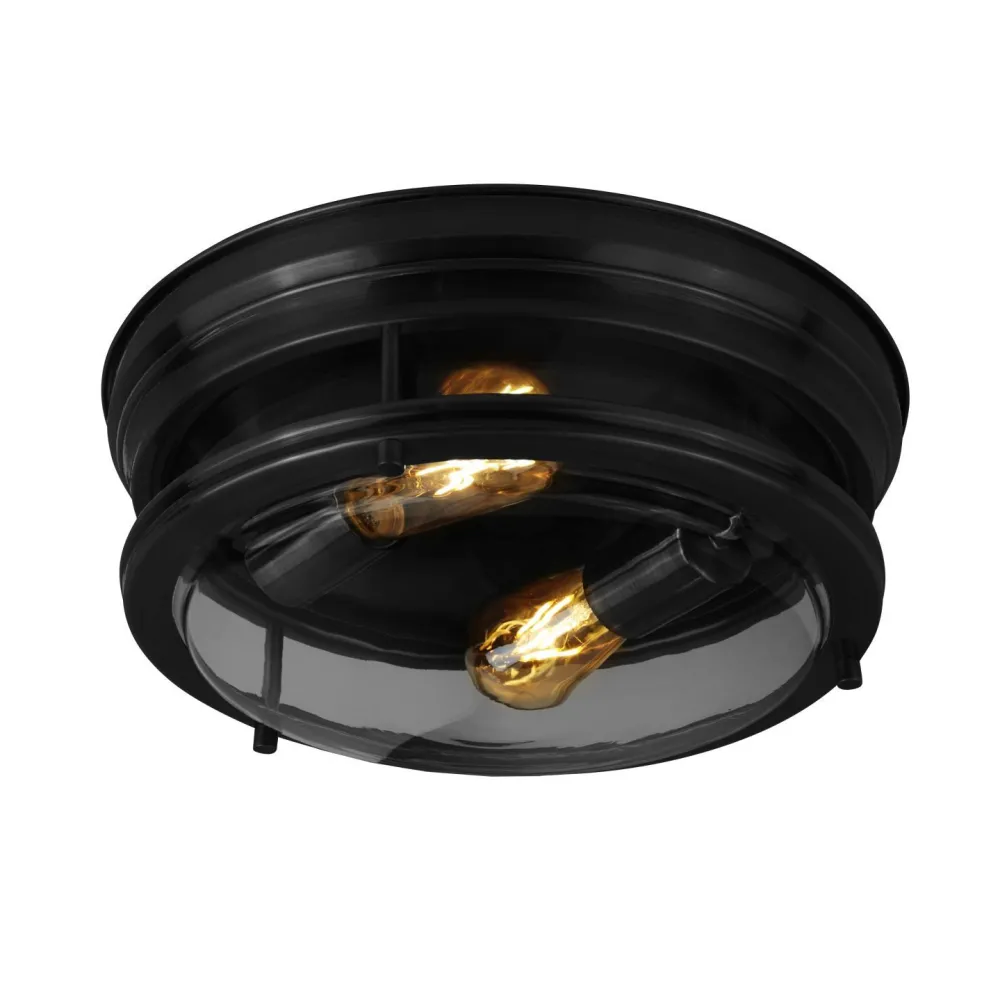 Discount Searchlight Deckenleuchte IP44 E27 Ø 35 cm Schwarz Badezimmer