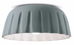 Ferroluce Deckenleuchte Keramik E27 D: 40 cm Grau Faltenoptik* Wohnzimmerlampen|Keramiklampen