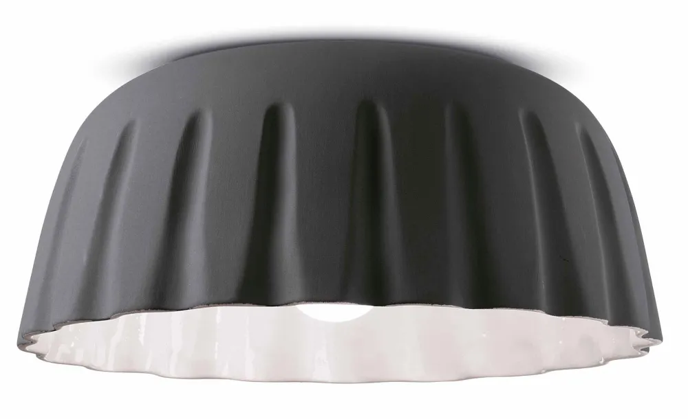 Ferroluce Deckenleuchte Keramik E27 D: 40 cm rund Grau* Wohnzimmerlampen|Keramiklampen