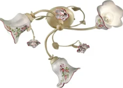 Sale Ferroluce Deckenleuchte Keramik Metall E14 3-flammig Landhausstil