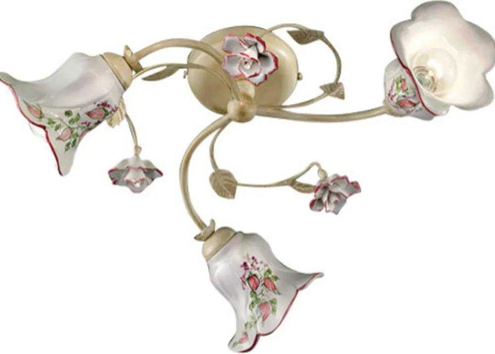 Sale Ferroluce Deckenleuchte Keramik Metall E14 3-flammig Landhausstil