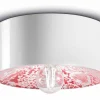 Ferroluce Deckenleuchte Keramik rund D: 25 cm Weiß Rot E27 Retro* Wohnzimmerlampen|Keramiklampen