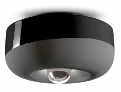 Sale Ferroluce Deckenleuchte Keramik rund Ø 27 cm Schwarz E27 Retro