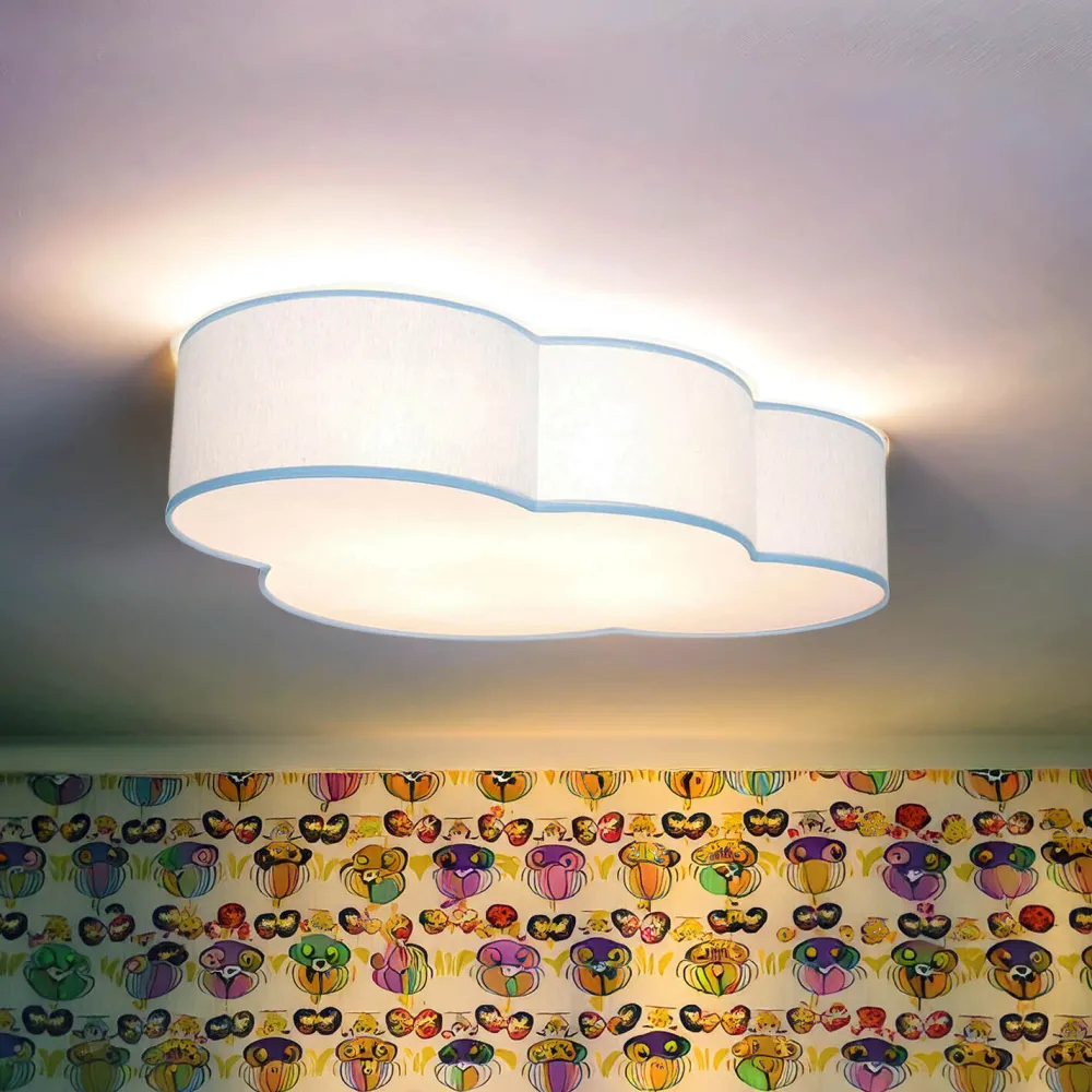 TK Lighting Deckenleuchte Kinderzimmer Blau Wolke Stoffschirm 4x E27*Kinder Kinderzimmerlampen|Kinderlampen