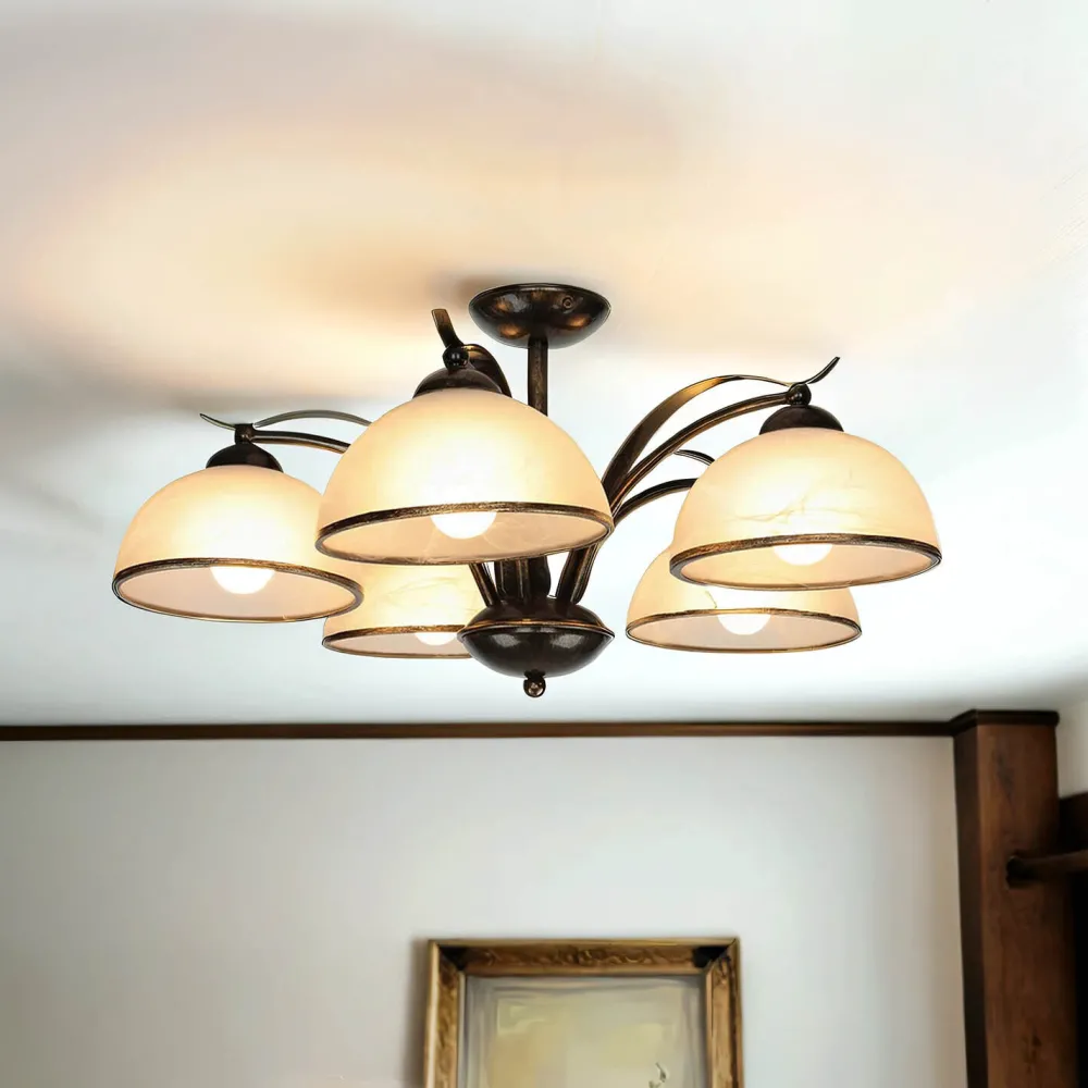 Hot Luminex Deckenleuchte KORFU in Messing Antik 5-flmg