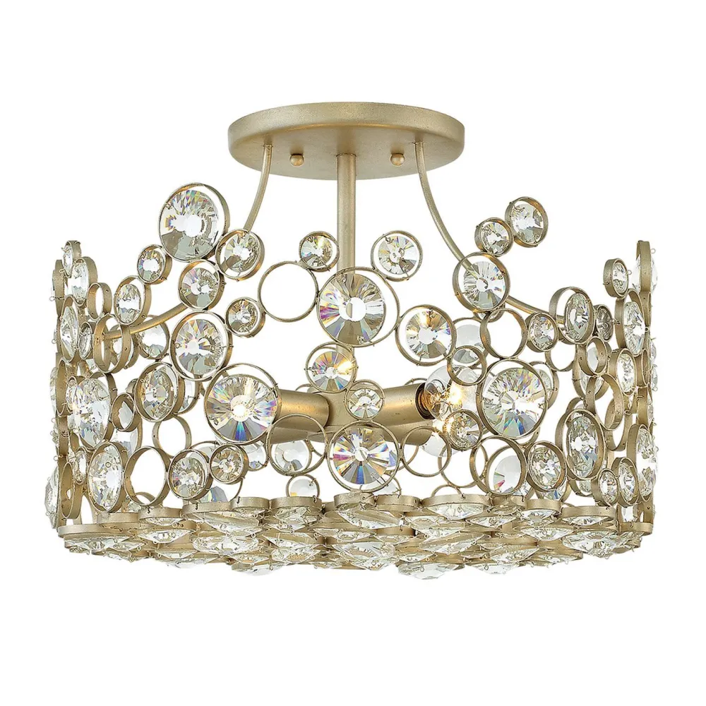 Elstead Deckenleuchte Kristall Metall in Blattsilber THYMI* Deckenleuchten|Flurlampen