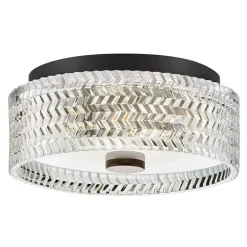 Outlet Elstead Deckenleuchte Kristall rund Ø 30,5 cm Schwarz E27 blendarm