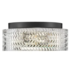 Outlet Elstead Deckenleuchte Kristall rund Ø 30,5 cm Schwarz E27 blendarm