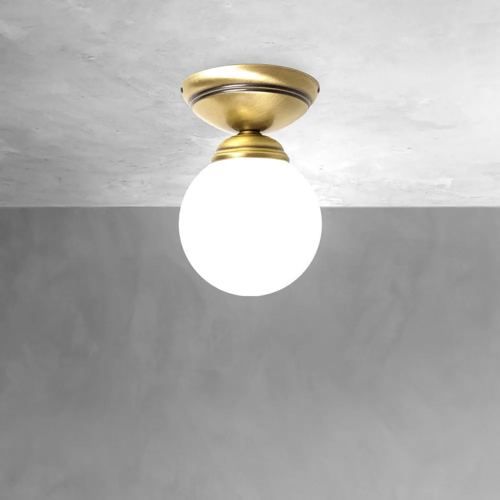 Clearance Giovanni Battista Deckenleuchte Kugel Ø 12 cm in Bronze hell glänzend Weiß