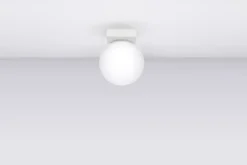 Clearance Sollux Deckenleuchte Kugelschirm Weiß Glas Metall Ø 12 cm G9