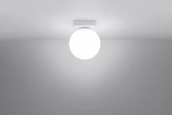 Clearance Sollux Deckenleuchte Kugelschirm Weiß Glas Metall Ø 12 cm G9