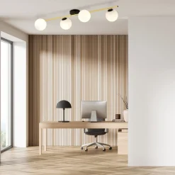 Emibig Deckenleuchte lang 100 cm in Schwarz Weiß Gold* Deckenleuchten|Flurlampen